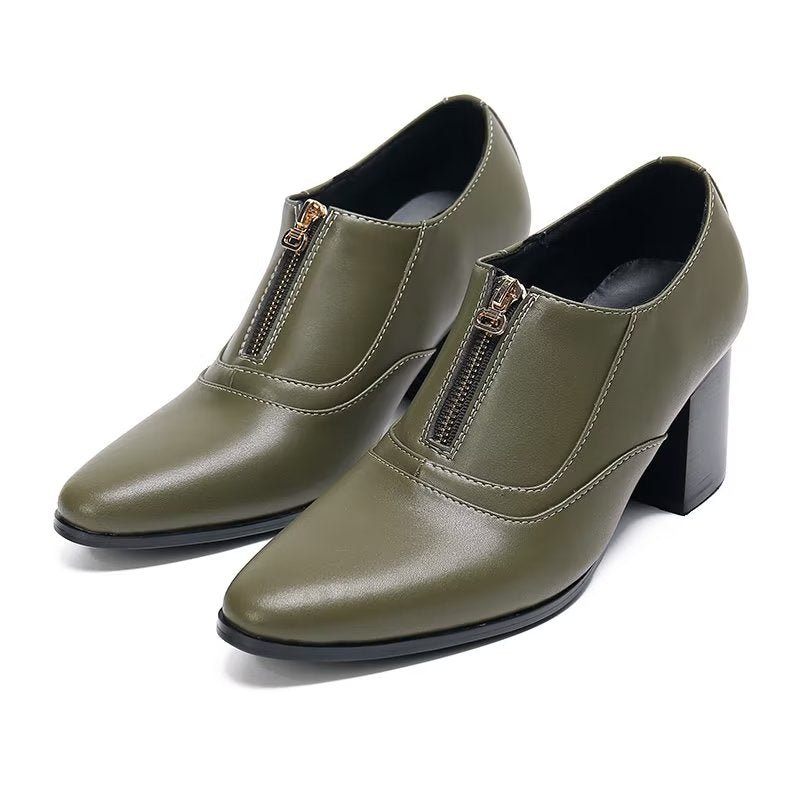 Sapatos Formais Masculinos Chiques Sociais Couro Genuíno - Verde