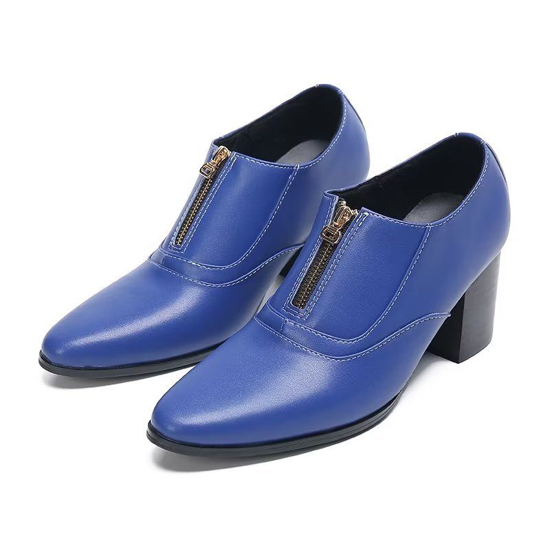 Sapatos Formais Masculinos Chiques Sociais Couro Genuíno - Azul