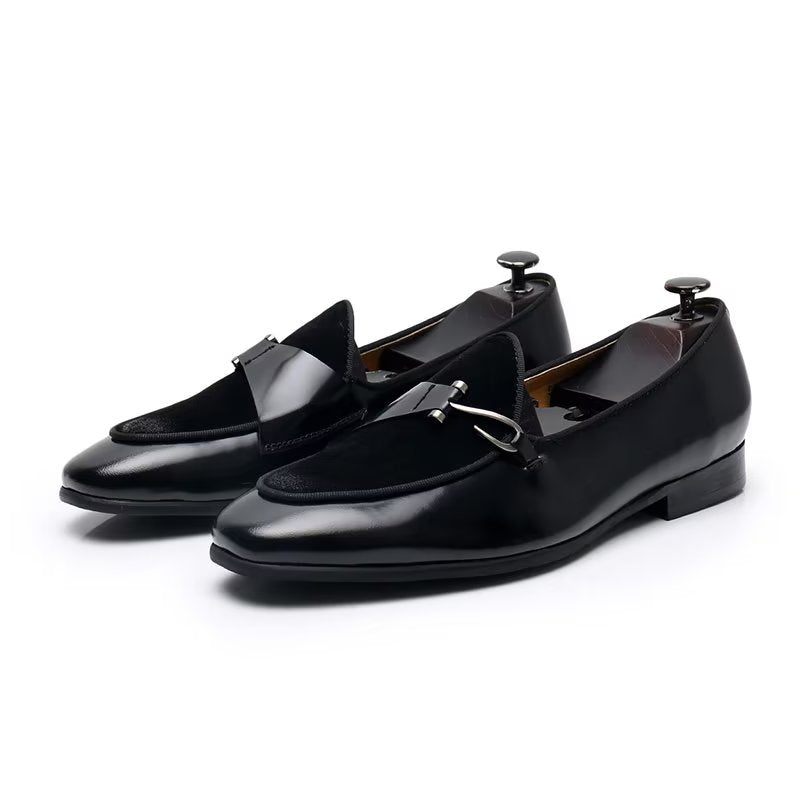 Sapatos Formais Masculinos Classic Brogue Slip-ons - Preto