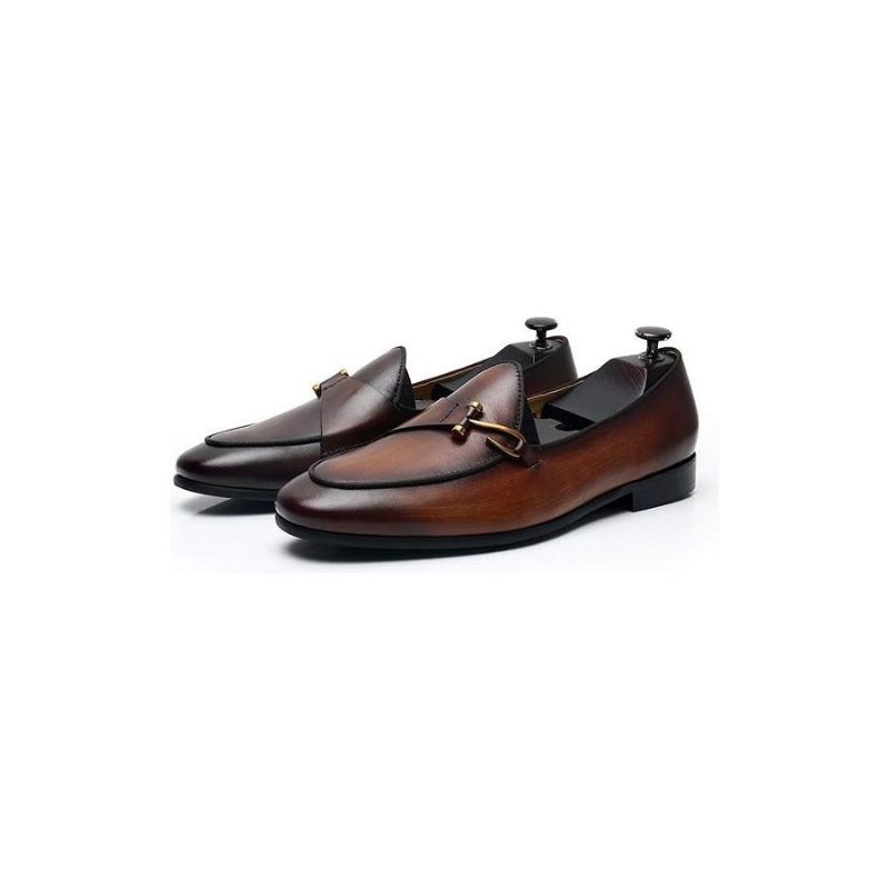 Sapatos Formais Masculinos Classic Brogue Slip-ons - Marrom