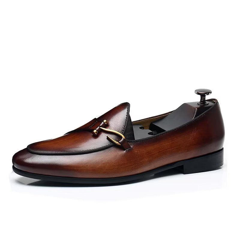 Sapatos Formais Masculinos Classic Brogue Slip-ons - Marrom