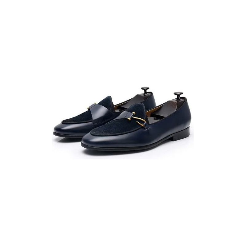 Sapatos Formais Masculinos Classic Brogue Slip-ons - Azul