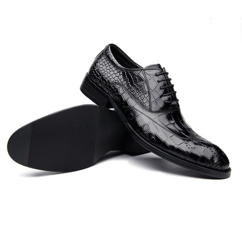 Sapatos Formais Masculinos Clássicos Com Cadarço Oxford - Preto