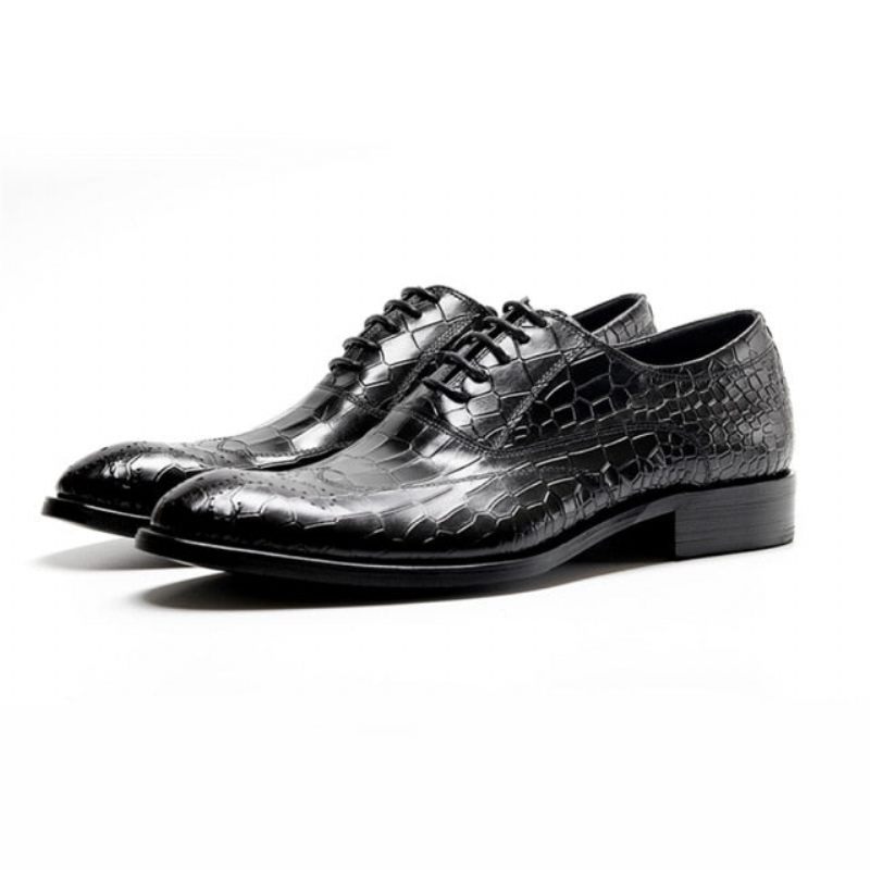 Sapatos Formais Masculinos Clássicos Com Cadarço Oxford - Preto