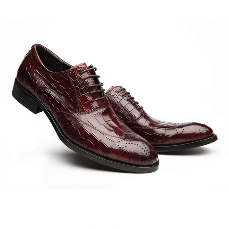 Sapatos Formais Masculinos Clássicos Com Cadarço Oxford - Vermelho