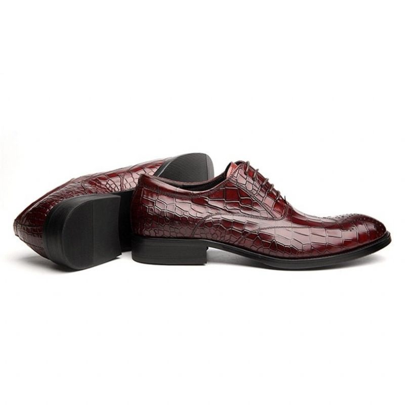 Sapatos Formais Masculinos Clássicos Com Cadarço Oxford - Vermelho