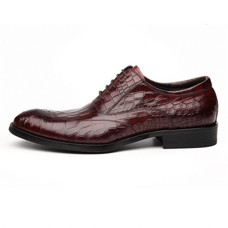 Sapatos Formais Masculinos Clássicos Com Cadarço Oxford - Vermelho