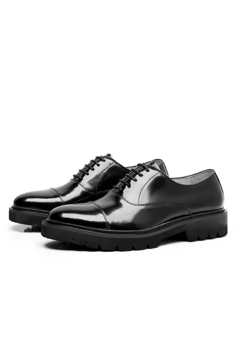 Sapatos Formais Masculinos Clássicos Couro Vaca - Preto