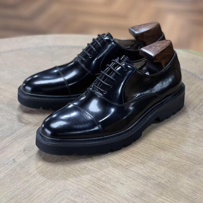 Sapatos Formais Masculinos Clássicos Couro Vaca - Preto