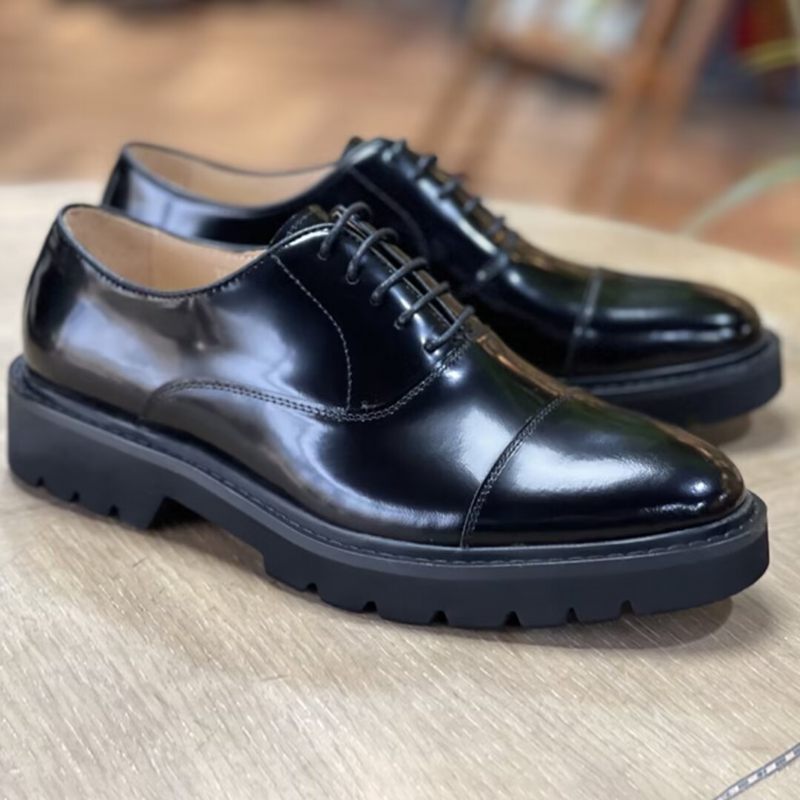 Sapatos Formais Masculinos Clássicos Couro Vaca - Preto