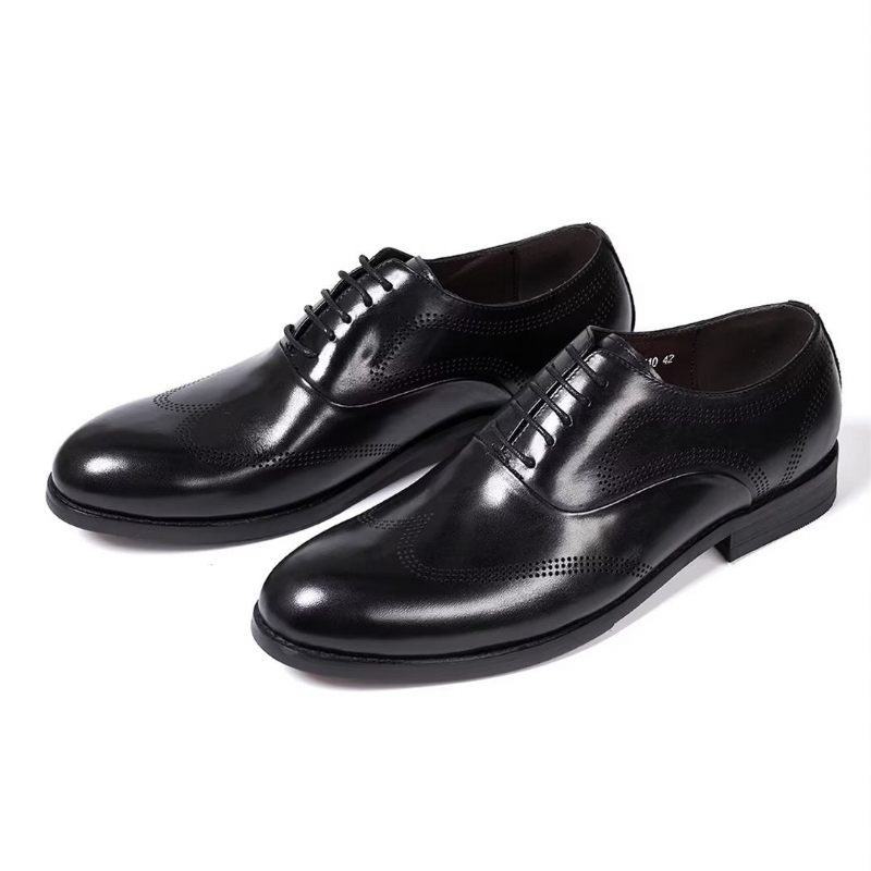 Sapatos Formais Masculinos Clássicos Dapper Couro Vestido Calçado - Preto