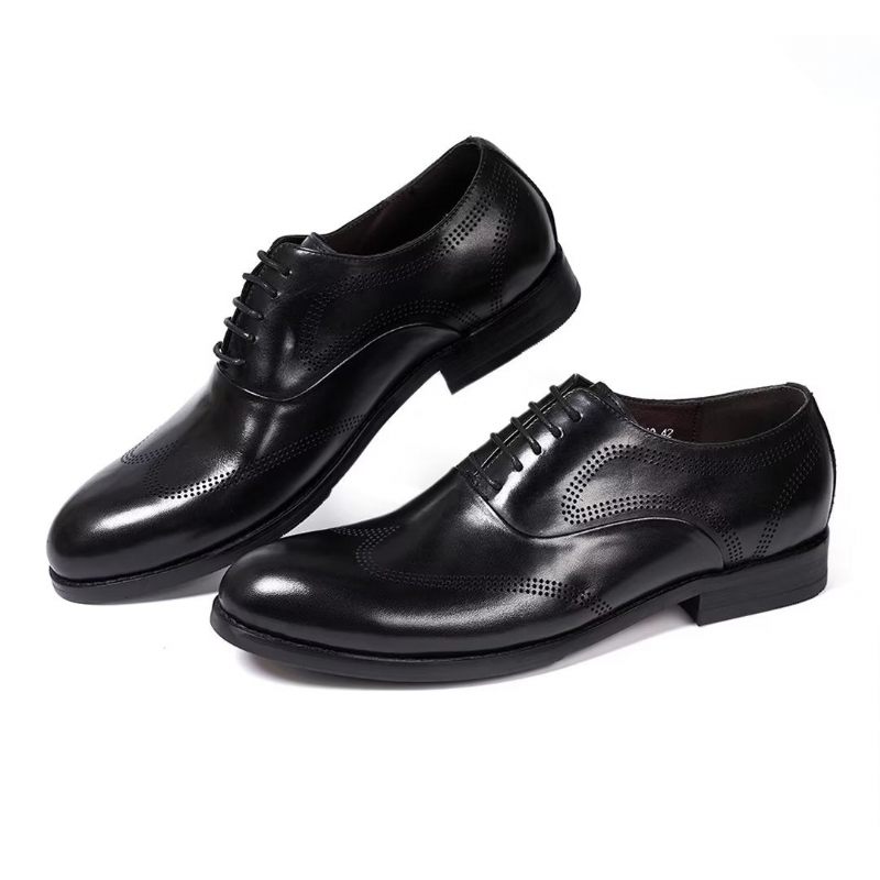 Sapatos Formais Masculinos Clássicos Dapper Couro Vestido Calçado - Preto