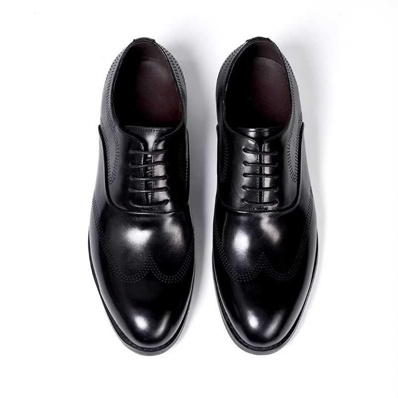 Sapatos Formais Masculinos Clássicos Dapper Couro Vestido Calçado - Preto