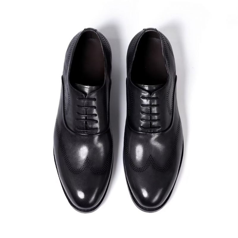 Sapatos Formais Masculinos Clássicos Dapper Couro Vestido Calçado - Preto