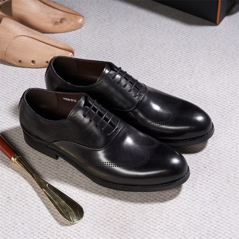 Sapatos Formais Masculinos Clássicos Dapper Couro Vestido Calçado - Preto