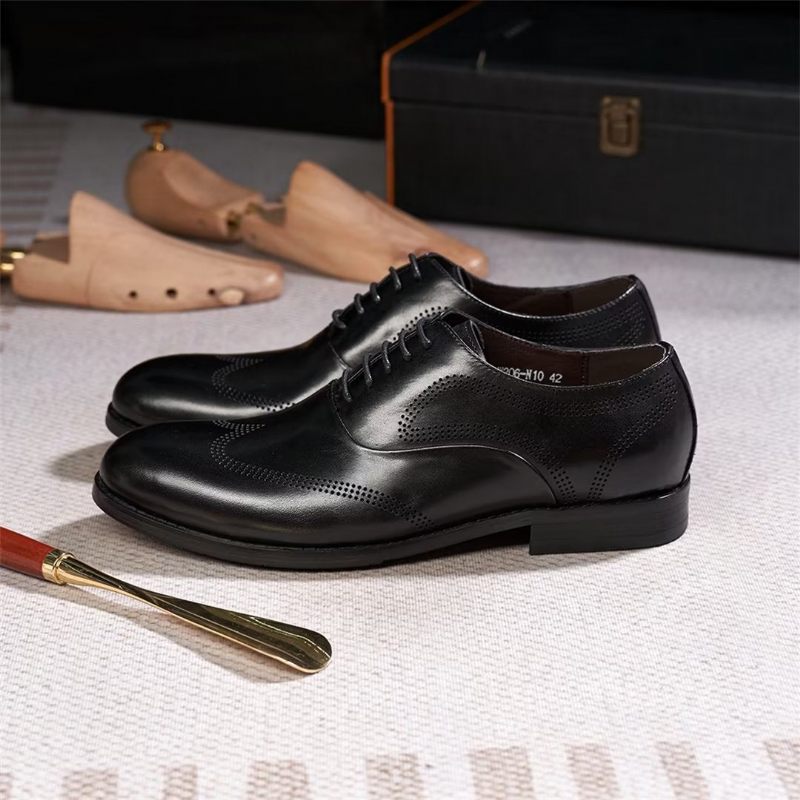 Sapatos Formais Masculinos Clássicos Dapper Couro Vestido Calçado - Preto