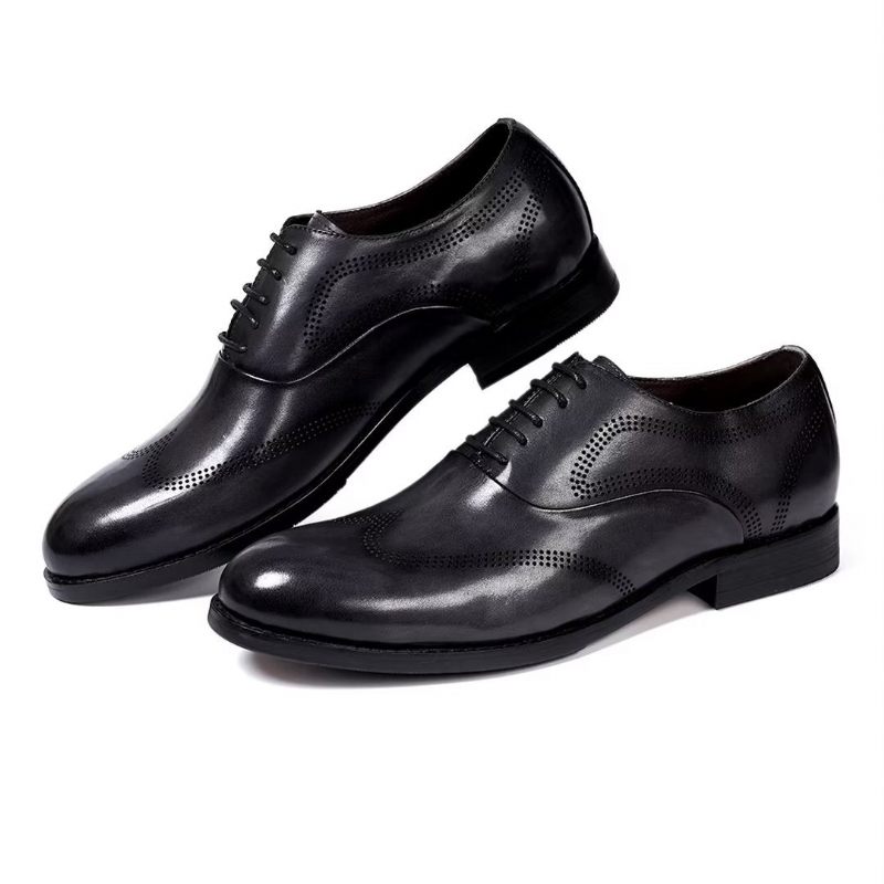 Sapatos Formais Masculinos Clássicos Dapper Couro Vestido Calçado - Cinza