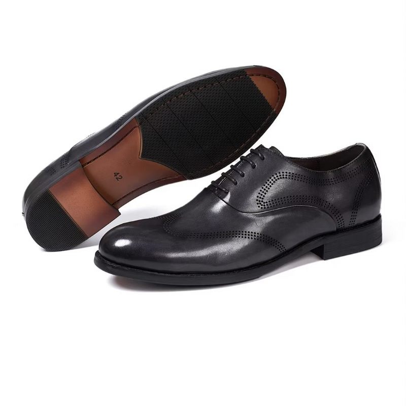 Sapatos Formais Masculinos Clássicos Dapper Couro Vestido Calçado - Cinza