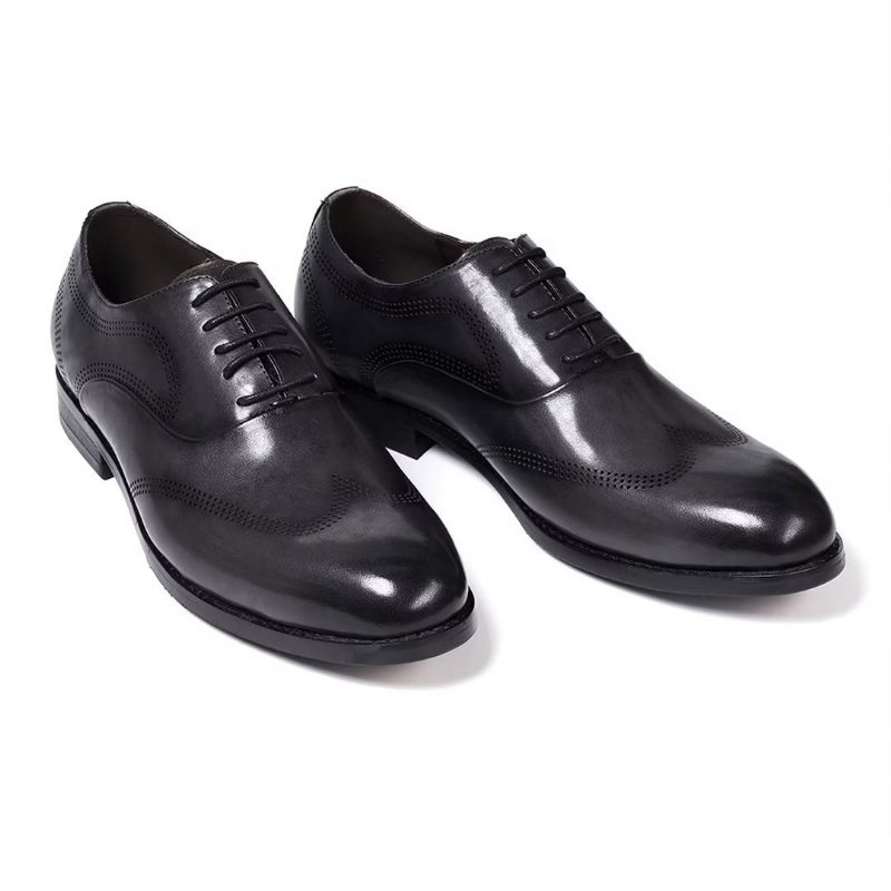 Sapatos Formais Masculinos Clássicos Dapper Couro Vestido Calçado - Cinza