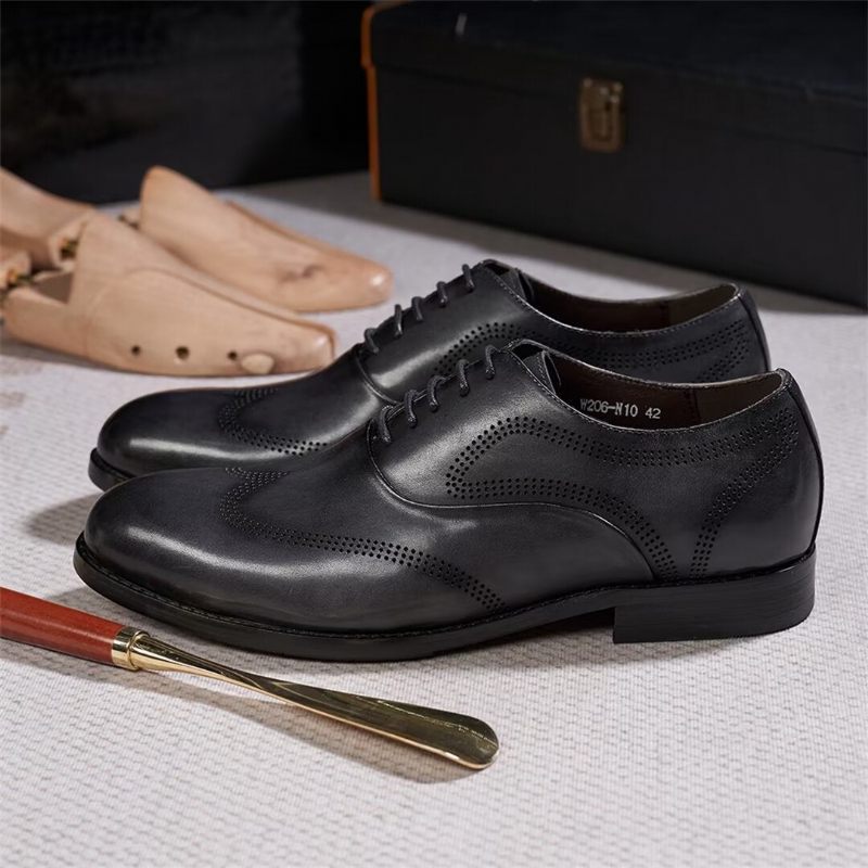 Sapatos Formais Masculinos Clássicos Dapper Couro Vestido Calçado - Cinza