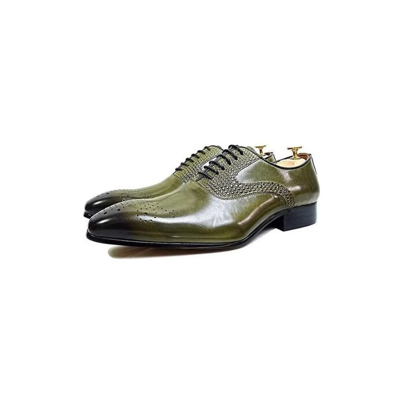 Sapatos Formais Masculinos Com Bico Fino E Elegância Genuína - Verde