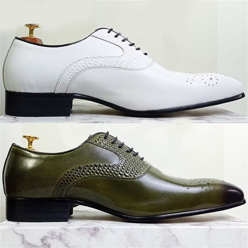 Sapatos Formais Masculinos Com Bico Fino E Elegância Genuína - Verde