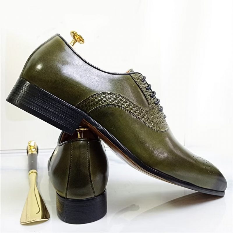 Sapatos Formais Masculinos Com Bico Fino E Elegância Genuína - Verde