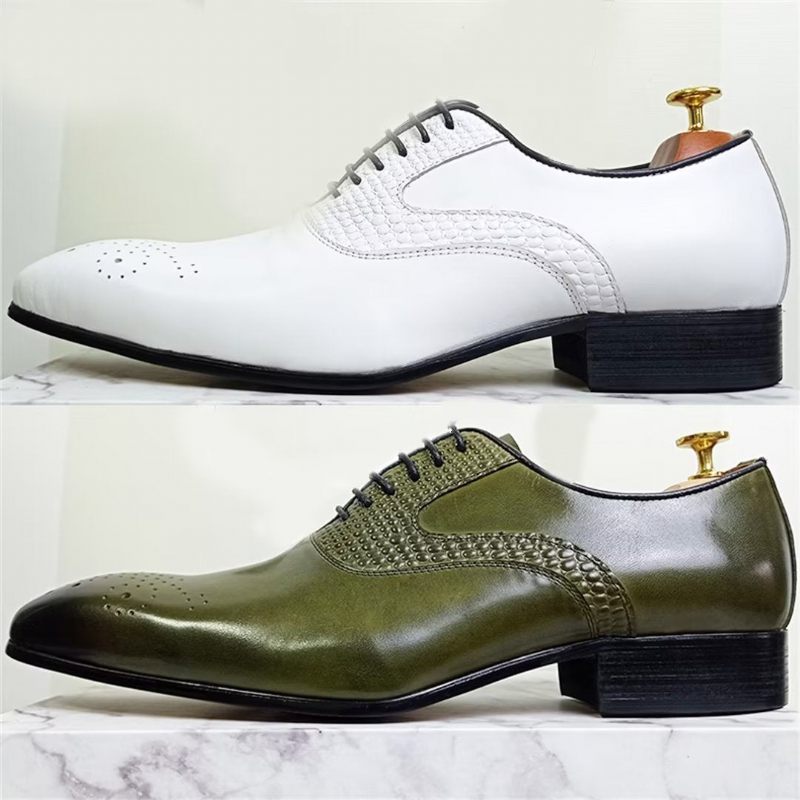 Sapatos Formais Masculinos Com Bico Fino E Elegância Genuína - Branco