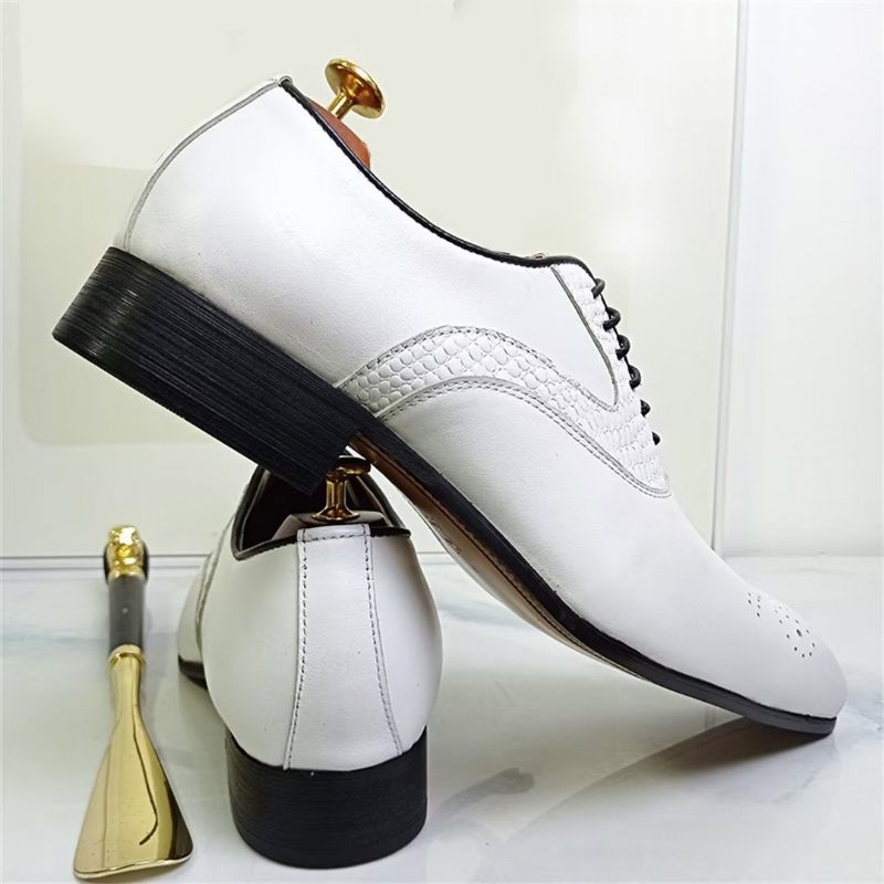 Sapatos Formais Masculinos Com Bico Fino E Elegância Genuína - Branco