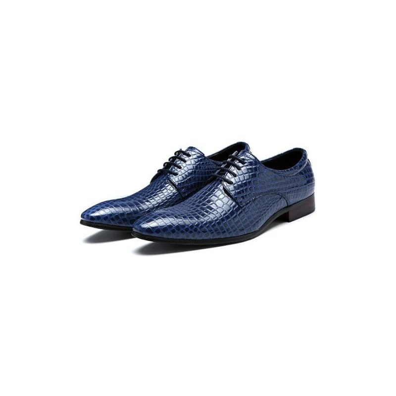 Sapatos Formais Masculinos Com Bico Fino Em Relevo E Casamento - Azul