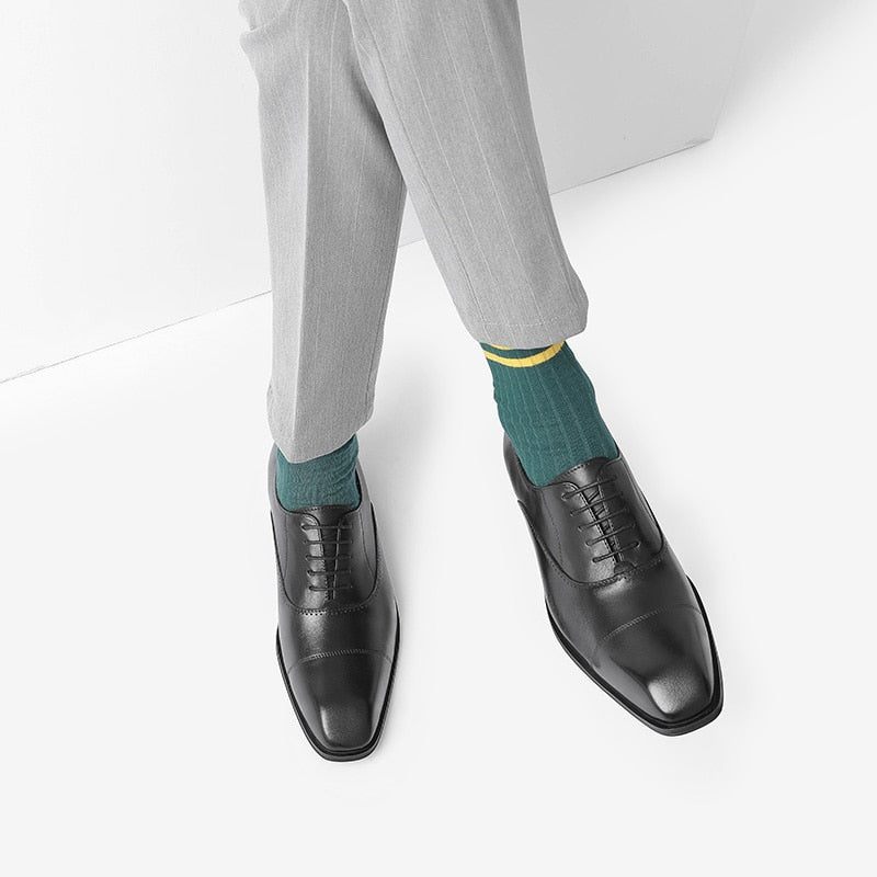 Sapatos Formais Masculinos Com Bico Fino Oxford - Preto