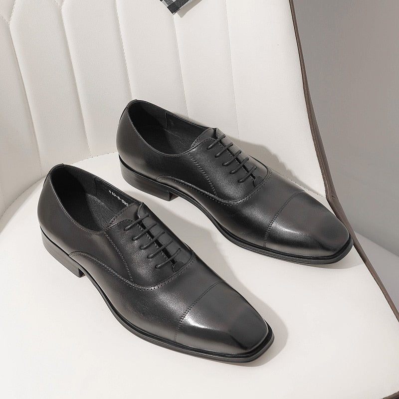 Sapatos Formais Masculinos Com Bico Fino Oxford - Preto