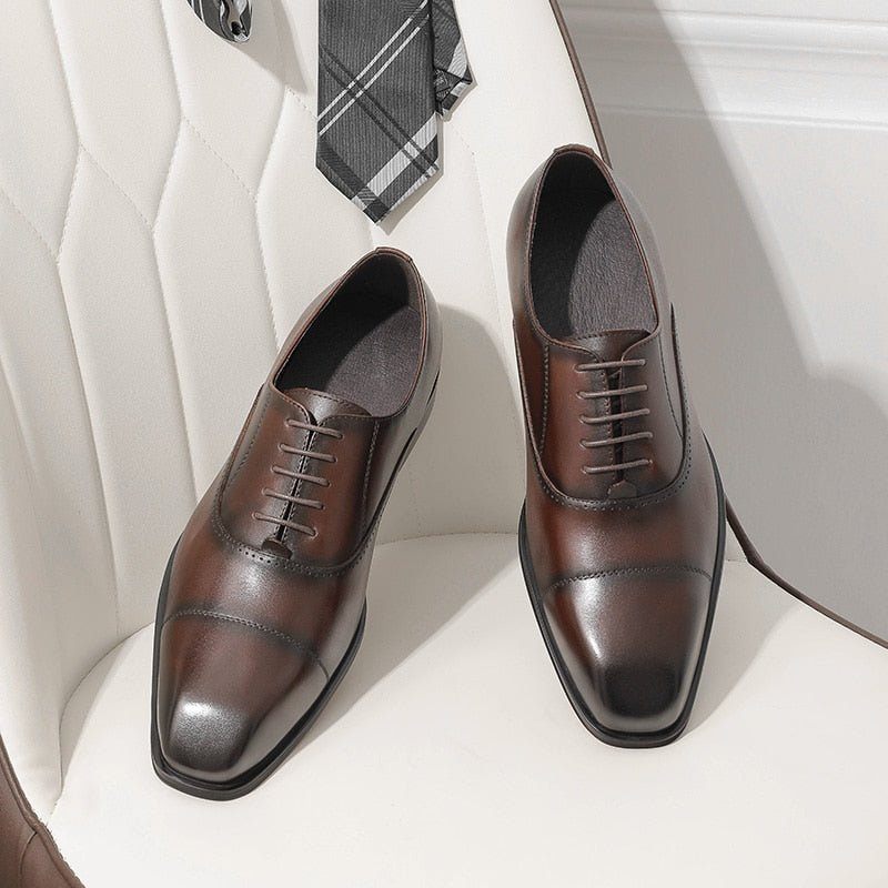 Sapatos Formais Masculinos Com Bico Fino Oxford - Café