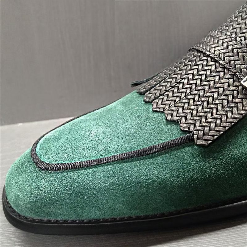 Sapatos Formais Masculinos Com Bico Quadrado E Elegantes Sociais Outono - Verde