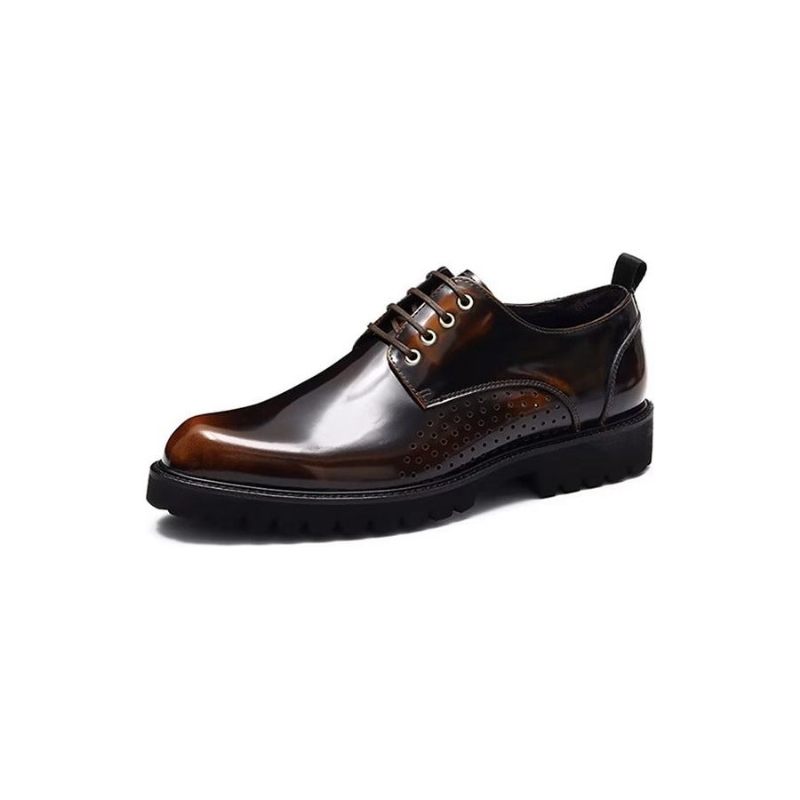 Sapatos Formais Masculinos Com Bico Redondo Derby - Café