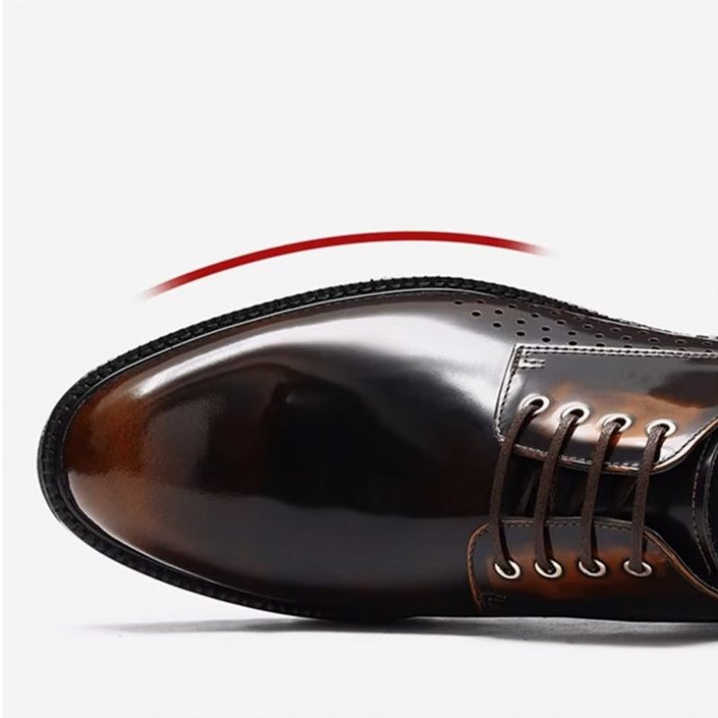 Sapatos Formais Masculinos Com Bico Redondo Derby - Café