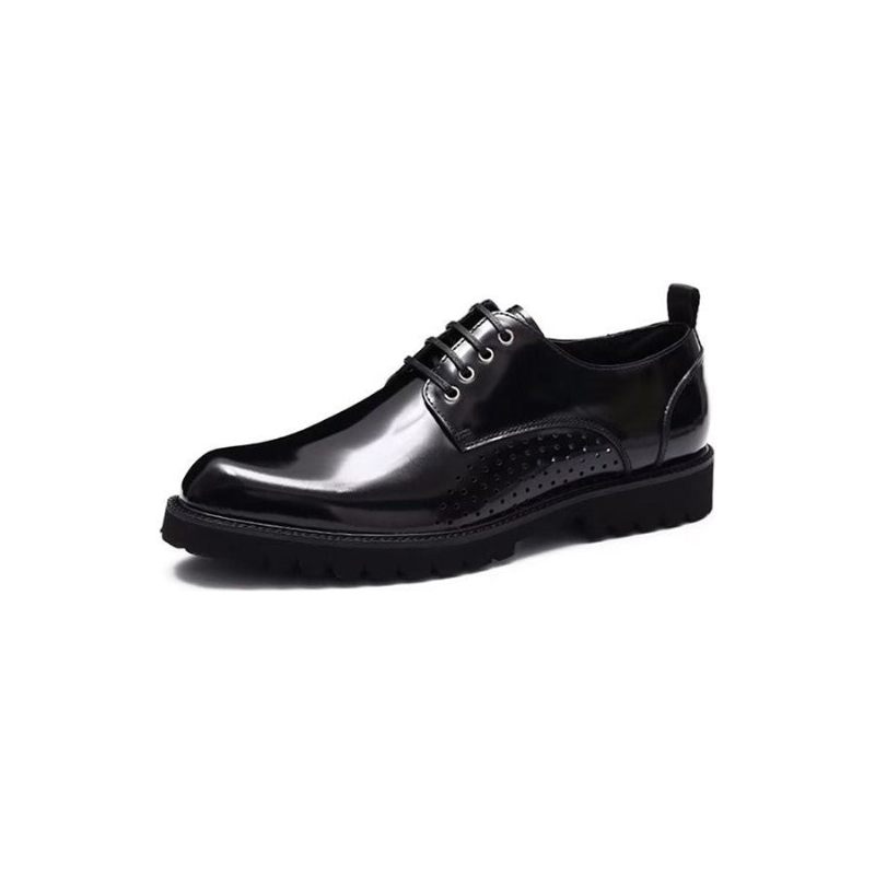 Sapatos Formais Masculinos Com Bico Redondo Derby - Preto