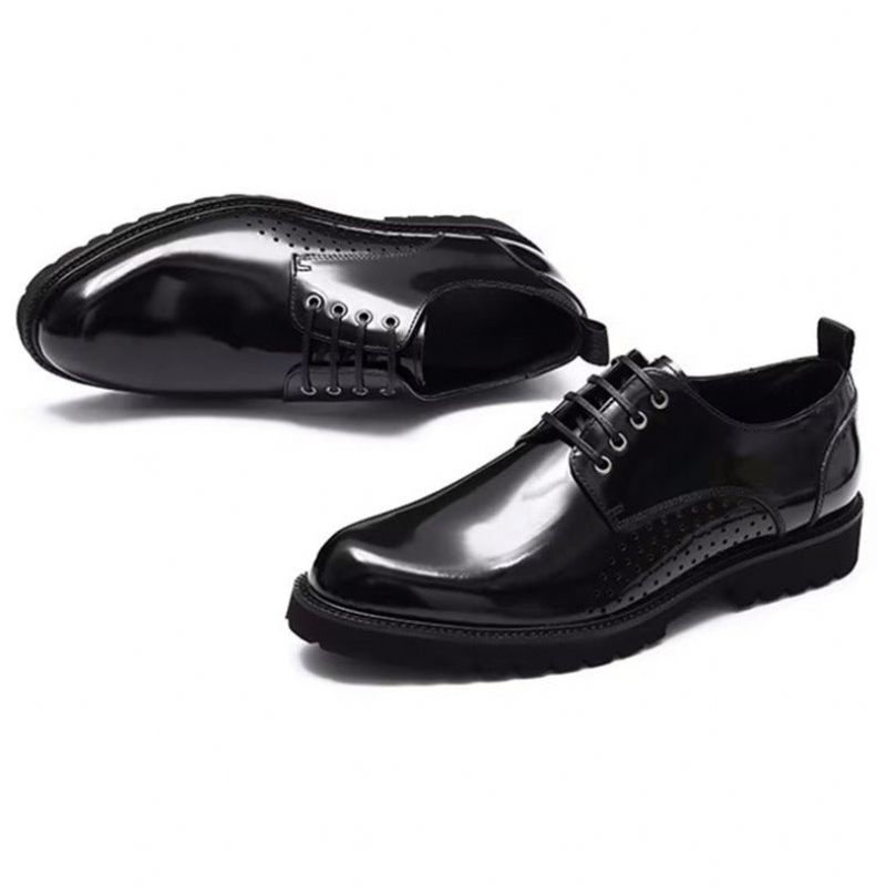 Sapatos Formais Masculinos Com Bico Redondo Derby - Preto