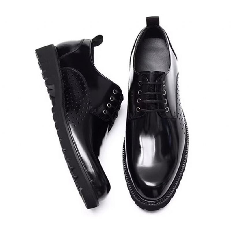 Sapatos Formais Masculinos Com Bico Redondo Derby - Preto