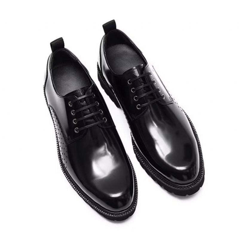 Sapatos Formais Masculinos Com Bico Redondo Derby - Preto