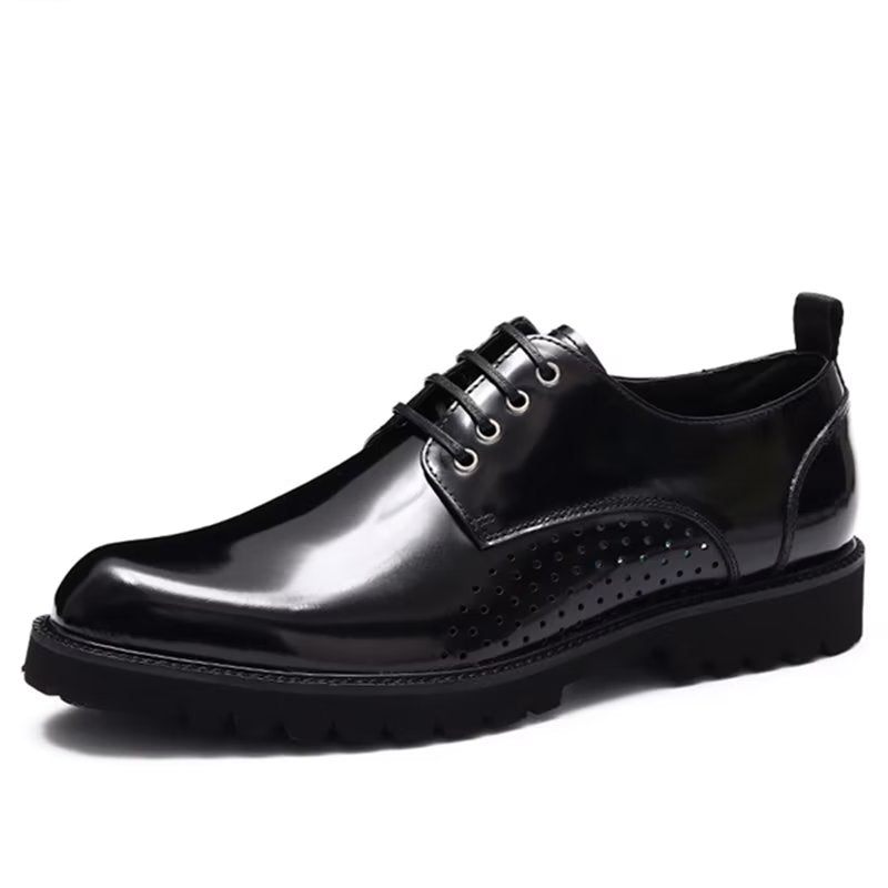 Sapatos Formais Masculinos Com Bico Redondo Derby - Preto