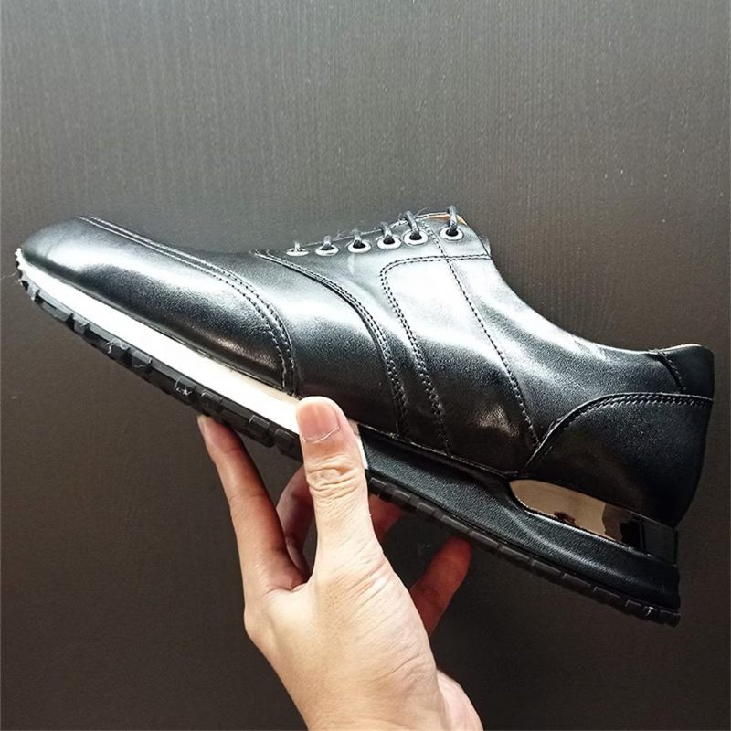 Sapatos Formais Masculinos Com Bico Redondo E Casuais Sofisticados - Preto