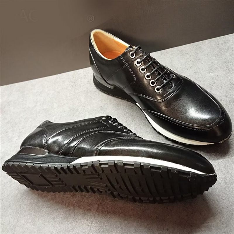 Sapatos Formais Masculinos Com Bico Redondo E Casuais Sofisticados - Preto