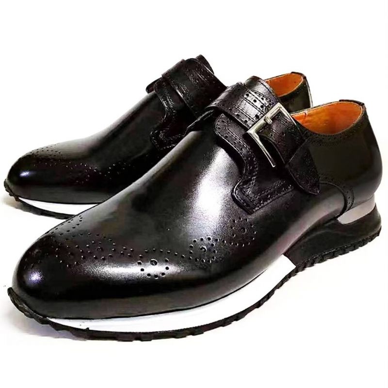 Sapatos Formais Masculinos Com Bico Redondo E Casuais Sofisticados - Preto