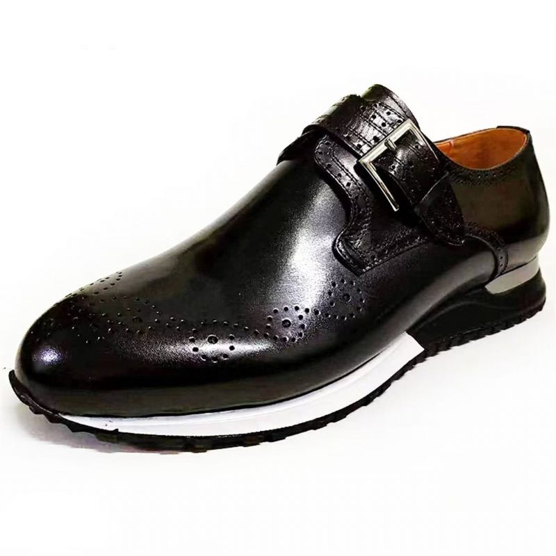 Sapatos Formais Masculinos Com Bico Redondo E Casuais Sofisticados - Preto