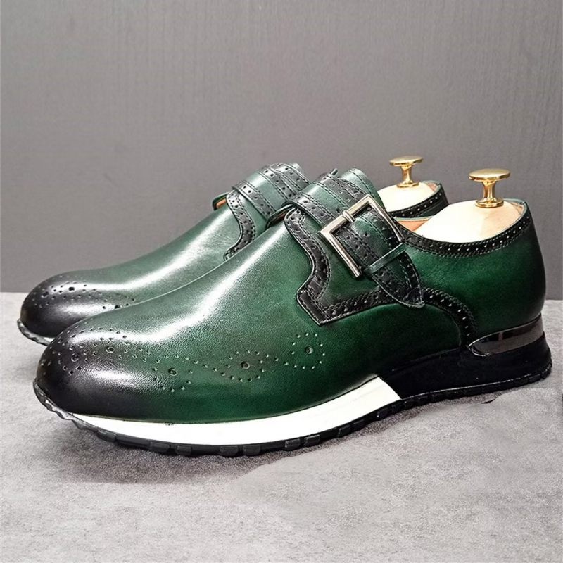 Sapatos Formais Masculinos Com Bico Redondo E Casuais Sofisticados - Verde