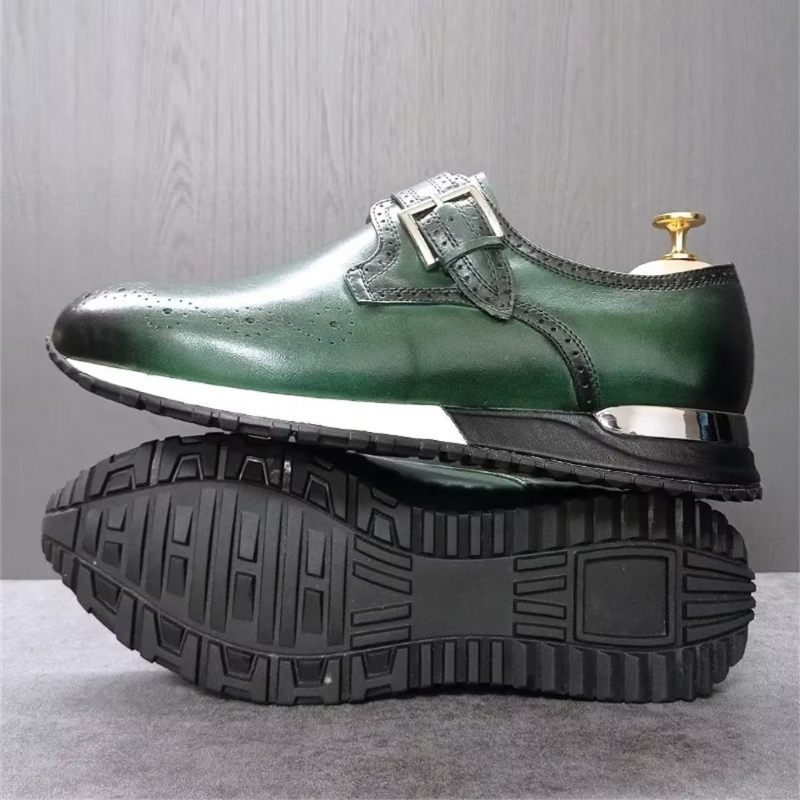 Sapatos Formais Masculinos Com Bico Redondo E Casuais Sofisticados - Verde