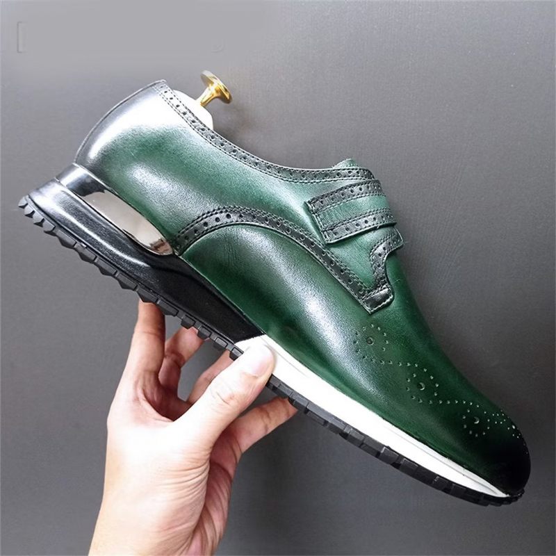 Sapatos Formais Masculinos Com Bico Redondo E Casuais Sofisticados - Verde