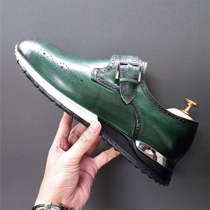 Sapatos Formais Masculinos Com Bico Redondo E Casuais Sofisticados - Verde