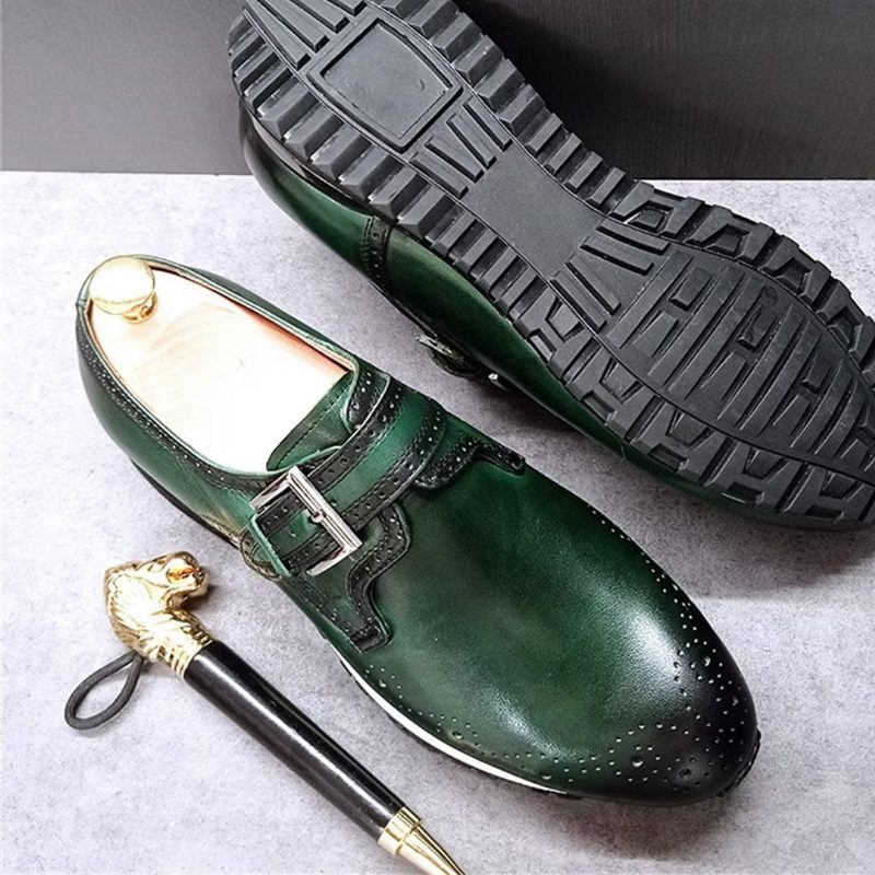 Sapatos Formais Masculinos Com Bico Redondo E Casuais Sofisticados - Verde